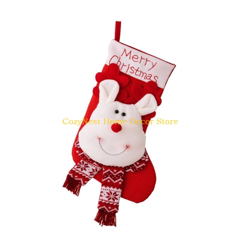 92MF Decorative Christmas Stocking Gift Polyester Present Bag Home Decoration