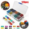 120Pcs/Box Mini Auto Blade Fuses Set 2-35A Assorted Color-coded Carved Amp Rating Car Van Bike