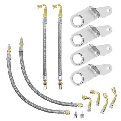 Kyostar Valve Stem Extenders, Double Tire Inflation Kit, 6-Piece Valve Extender Brass Adapter and 4-Piece Bracket Universal Air Inflation Kit