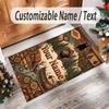 Forest Nature Theme Crystal Velvet Rug Personalized Custom Name Text Soft Floor Mat Home Decor