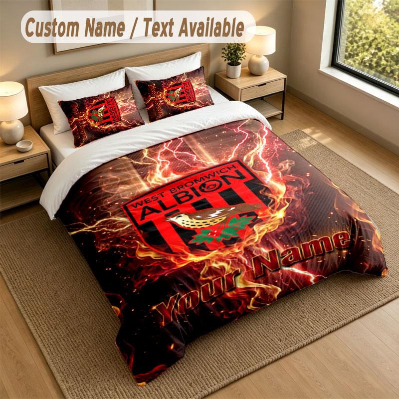 Bedding Set 1 Duvet Cover 2 Pillowcases West Bromwich Albion FC Print Soft Bed Linen Bedroom Decor