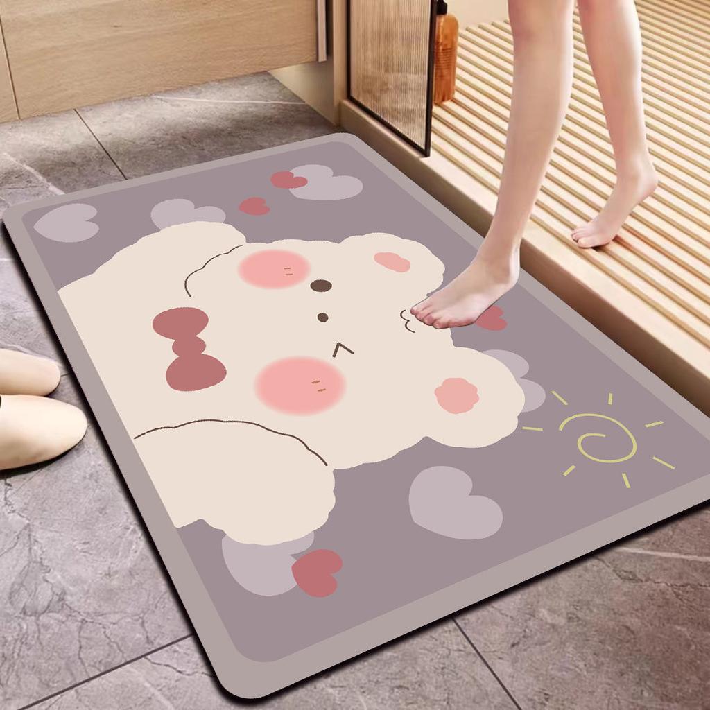 Diatom Mud Floor Mat Cartoon Bathroom Water-Absorbing Quick-Drying Floor Mat Household Bathroom Door Non-Slip And Dirt-Resistant Rubber Floor Mat