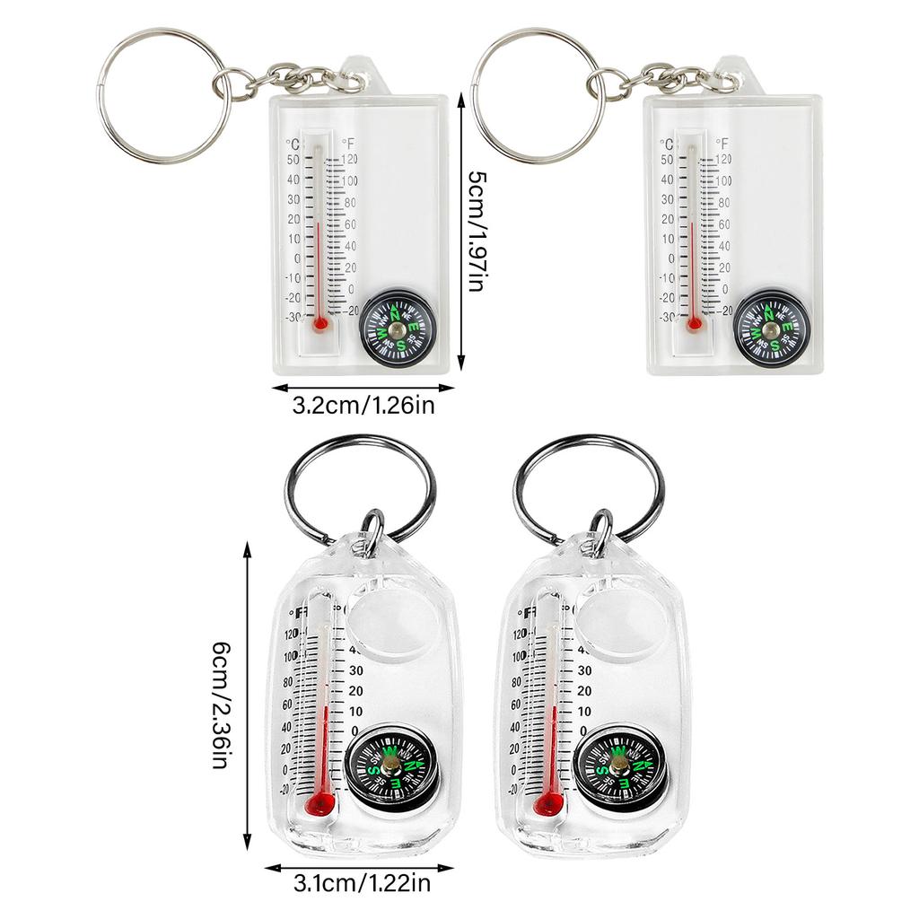 Pocket Survival Compass Multifunctional Guiding Compass Thermometer Keyring Pocket Sized Compass Keyring Compass Pendant