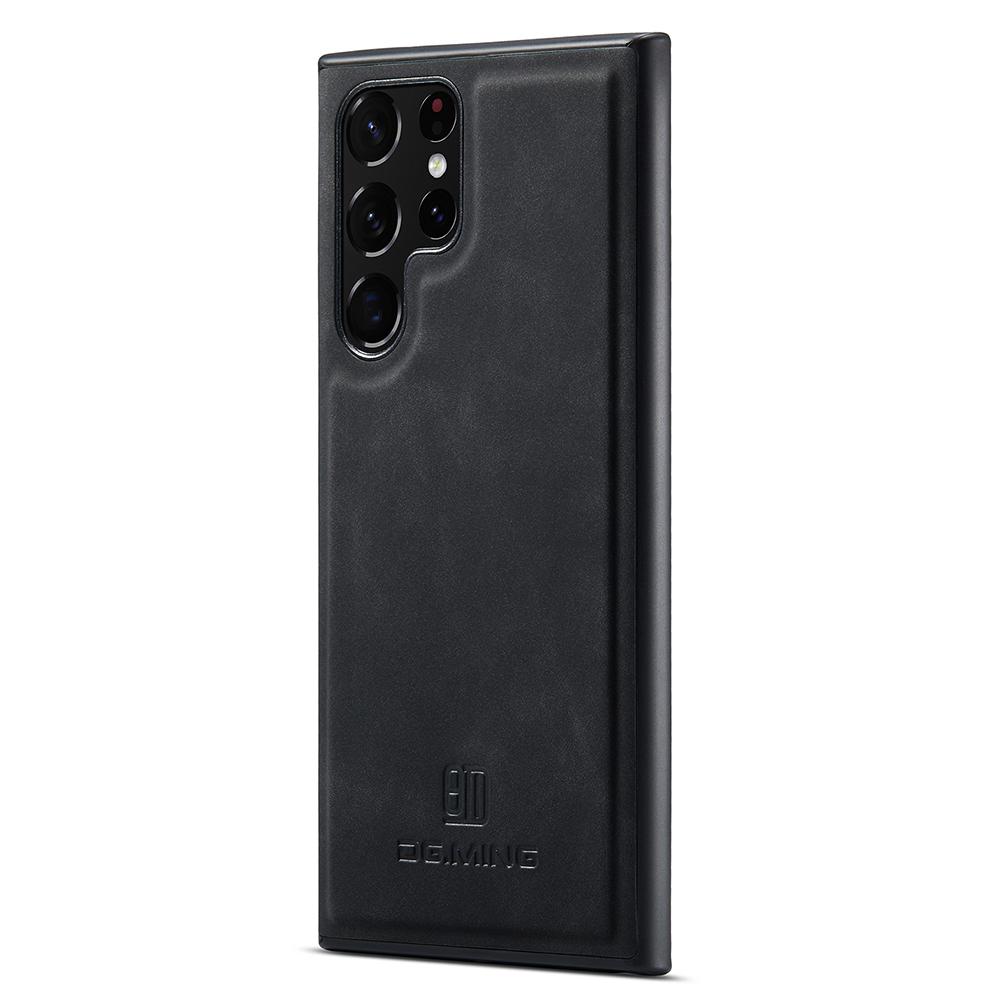 

DG.MING For Samsung Galaxy S22 Ultra 5G Case PC+TPU+PU Anti-Drop Phone Cover Black