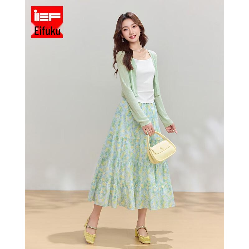 IEF Elegant Korean Floral Long Sleeve Top and Skirt Set L