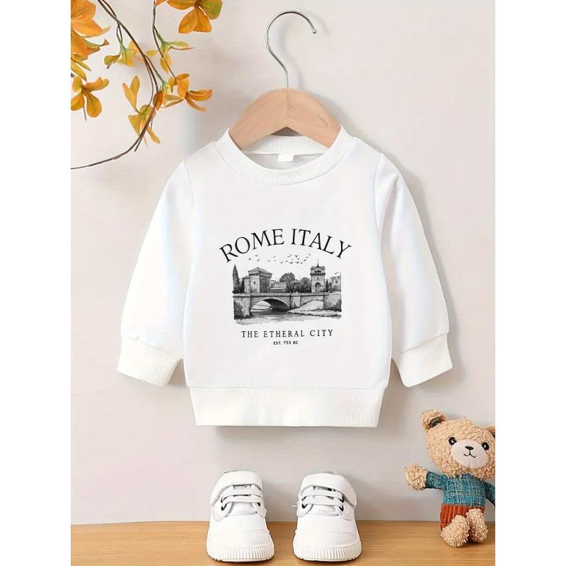 Kids Crewneck Pullover Sweatshirt, Cool Trendy Graphic & Letter Print 110 белый