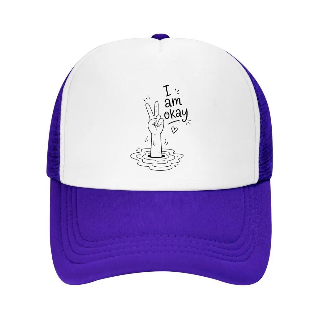 Positive Doodle Hand Humor Graphic Mesh Baseball Cap Casual Hat Outdoor For Womens Unisex FeUnisex