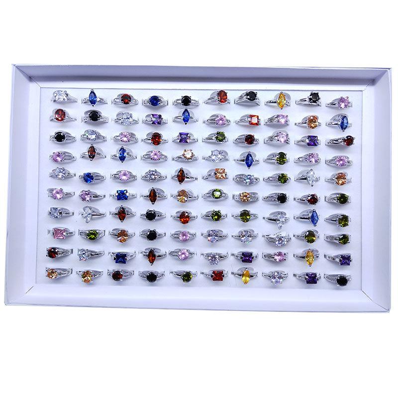 10 Pcs Simple Fashion  Zircon Crystal Ring Jewelry Ladies  Allry Rings