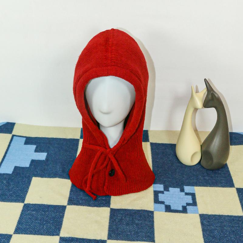 Korean Balaclava hat women's winter warm hat scarf integrated couple's ear protection wool knitted hat