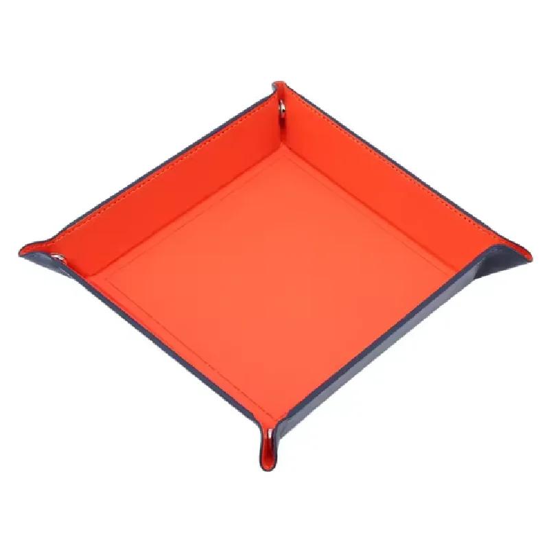 Rolling Folding Hexagon Dice Game Storage Tray Holder Double Sided Thick PU Leather&Velvet Dice Mat Office Supplies