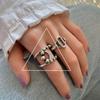Trendy Distressed Retro Hollow Letter Ring With Geometric Elements For Fashion Womens