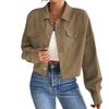 2025 A/W Women's Slim Corduroy Zip-Up Polo Collar Jacket