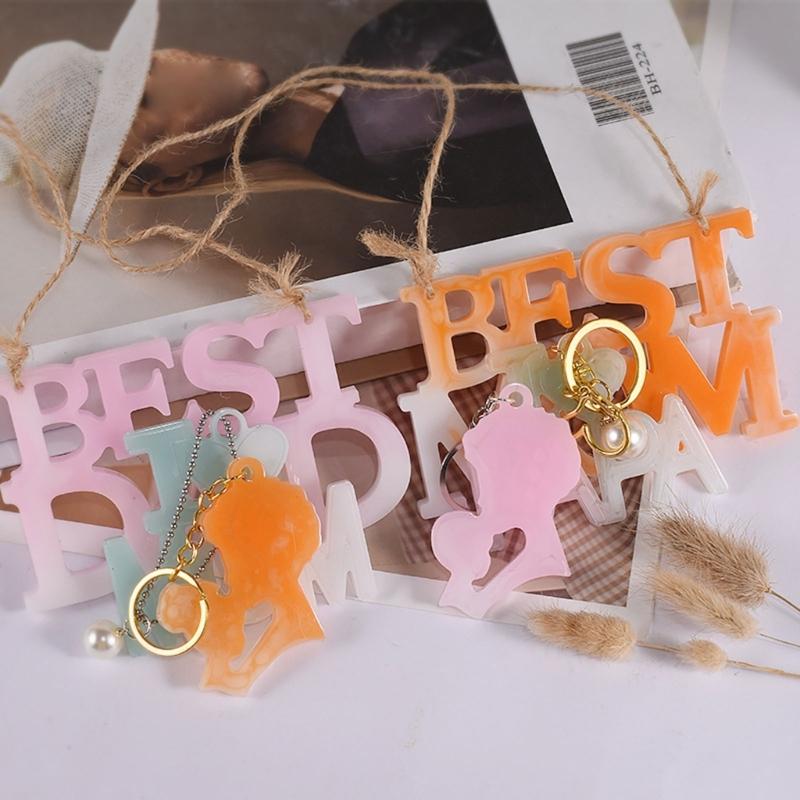 Aromatherapie Tabletten Silikonform PAPA MAMA Anhänger Harzform Schlüsselanhänger Anhänger Epoxid Gießform Hohl Anhänger Formen DIY