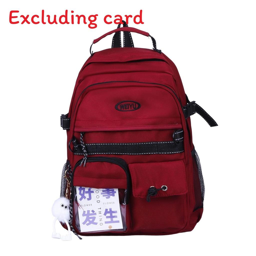Canvas School Backpack For Girls With Letter Embroidery Transparent Compartment Design For High School Use красный