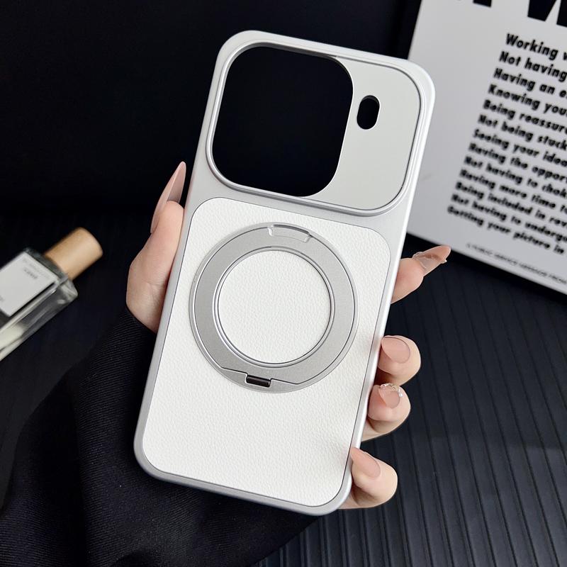 For Oppo Find X8 X9 Pro Ultra Case Litchi Grain Leather Strong Suction Metal Kickstand 360° Rotatable Spray Coating Hybrid Cover