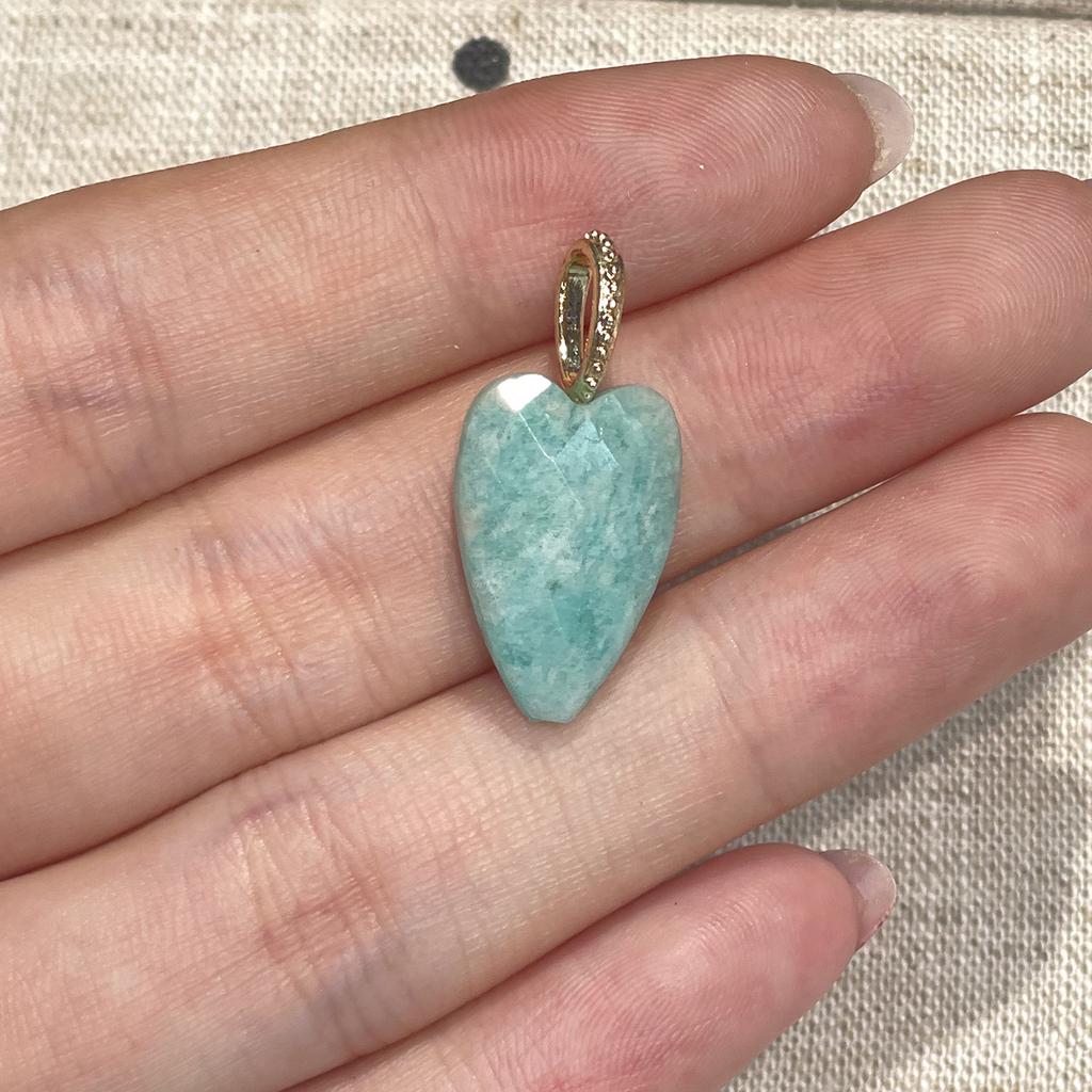 3 Stück, Natürlicher Stein Herz Facettierter Anhänger 12x30mm Vergoldete Strass-Öse Charme Für DIY Halskette Schmuckherstellung
