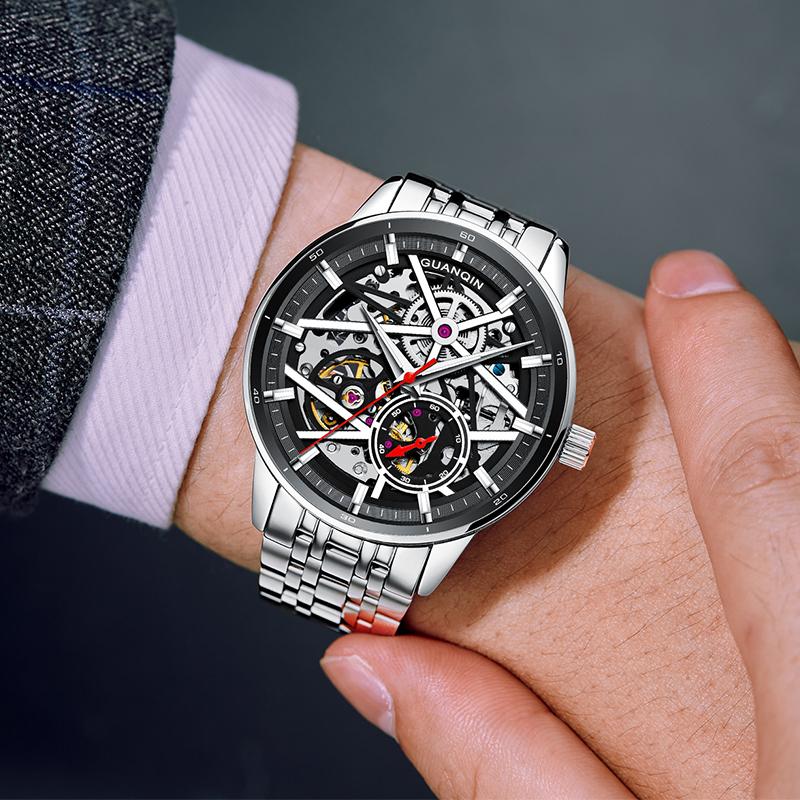 GUANQIN Men's Watches Luxury Fashion Hollow Out Mechanical Dial Original Brand Automatic Wristwatch for Man Sapphire Mirror New