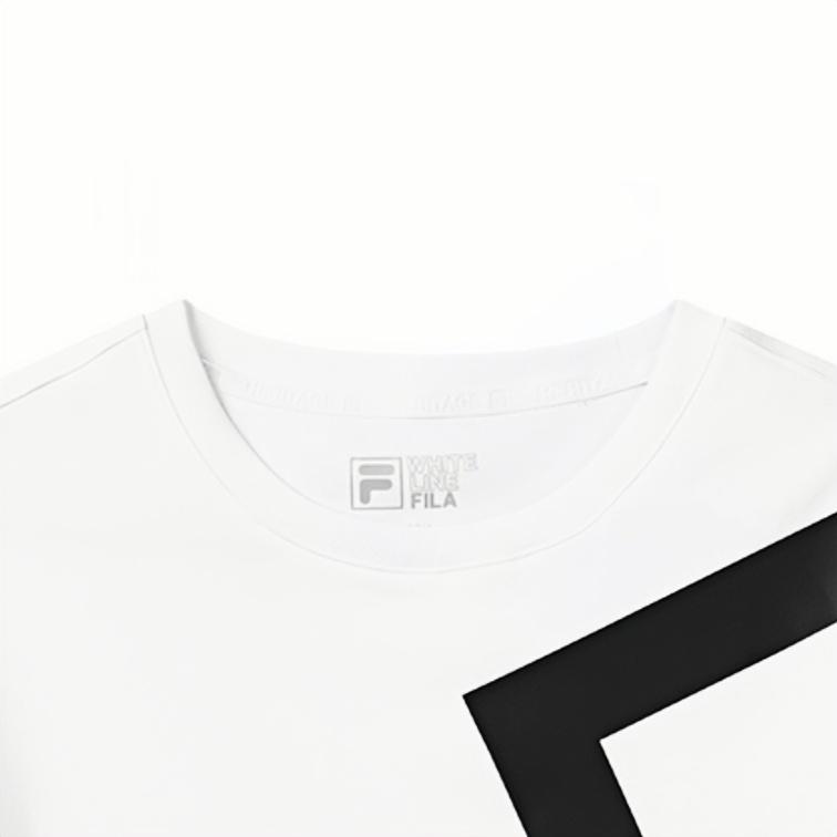 Fila Camiseta Regular de Manga Curta Branca Especial Moderna Versátil Simples Vitalidade Tops Femininos F11W028124A-WT