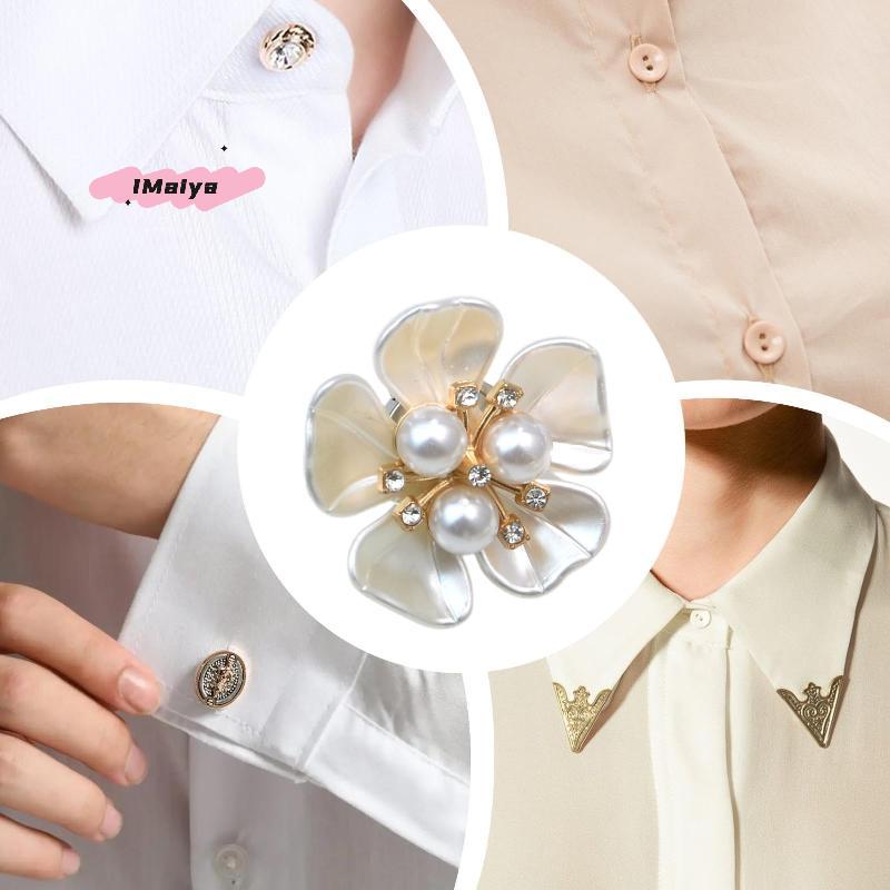 M-Perlenblumen-Knopfabdeckung Strassverzierter Clip Abnehmbare Manschettenknöpfe Knopfabdeckung Für Damen Hemden Basteln DIY