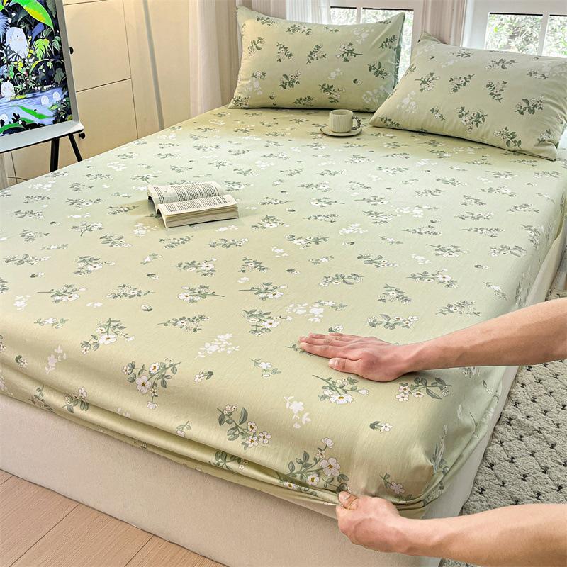 New Cotton Fitted Sheet Single Piece Printed Design Home Bedroom Fitted Sheet All-inclusive Anti-slip Bed Sheet
