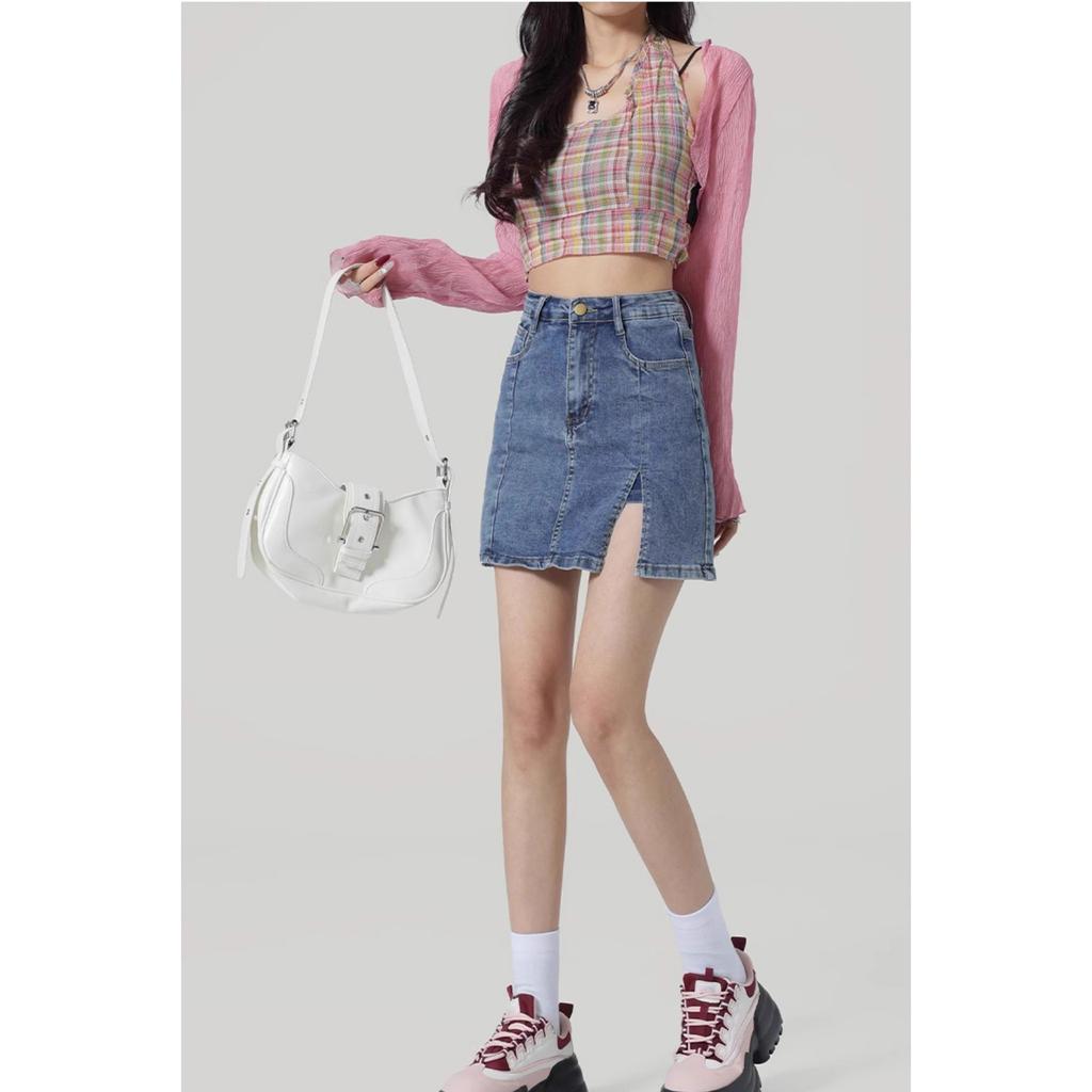 Women's Fashion Casual Skirt For Women Button Denim Buttock Skirt