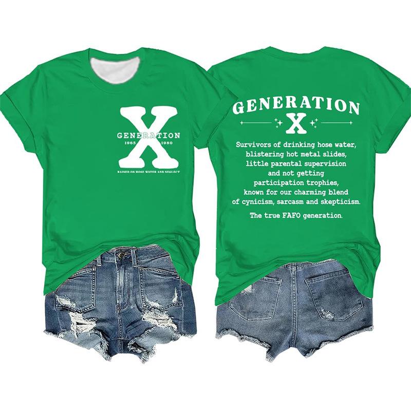 Summer Round Neck 3D Letter Print Top Fashionable Casual Short Sleeved Women's T-shirts