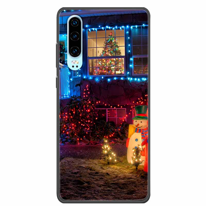 Christmas Phone Cases For Huawei P30 Pro P30 lite Case Black Silicone TPU Soft Cover For Huawei P30 Pro Santa Claus Bumper Funda