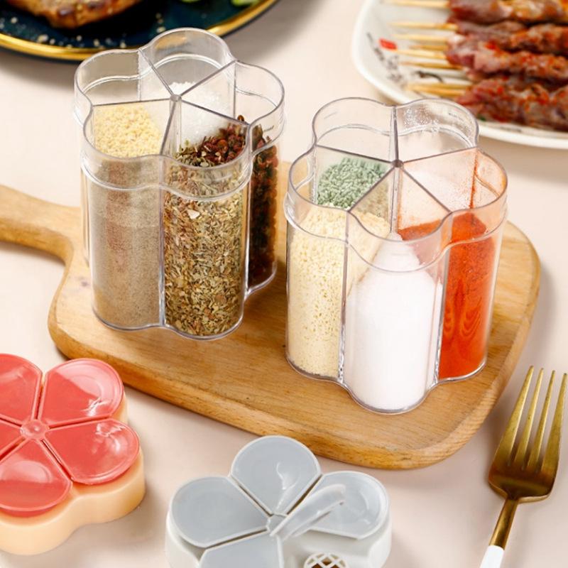 Multi-Color 5-in-1 Kitchen Seasoning Set: Salt Shaker, MSG Container, Spice Jar
