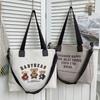 Bolso Tote de Lona Oxford para Mujer con Estampado de Letras Suave para Hombro Uso Diario