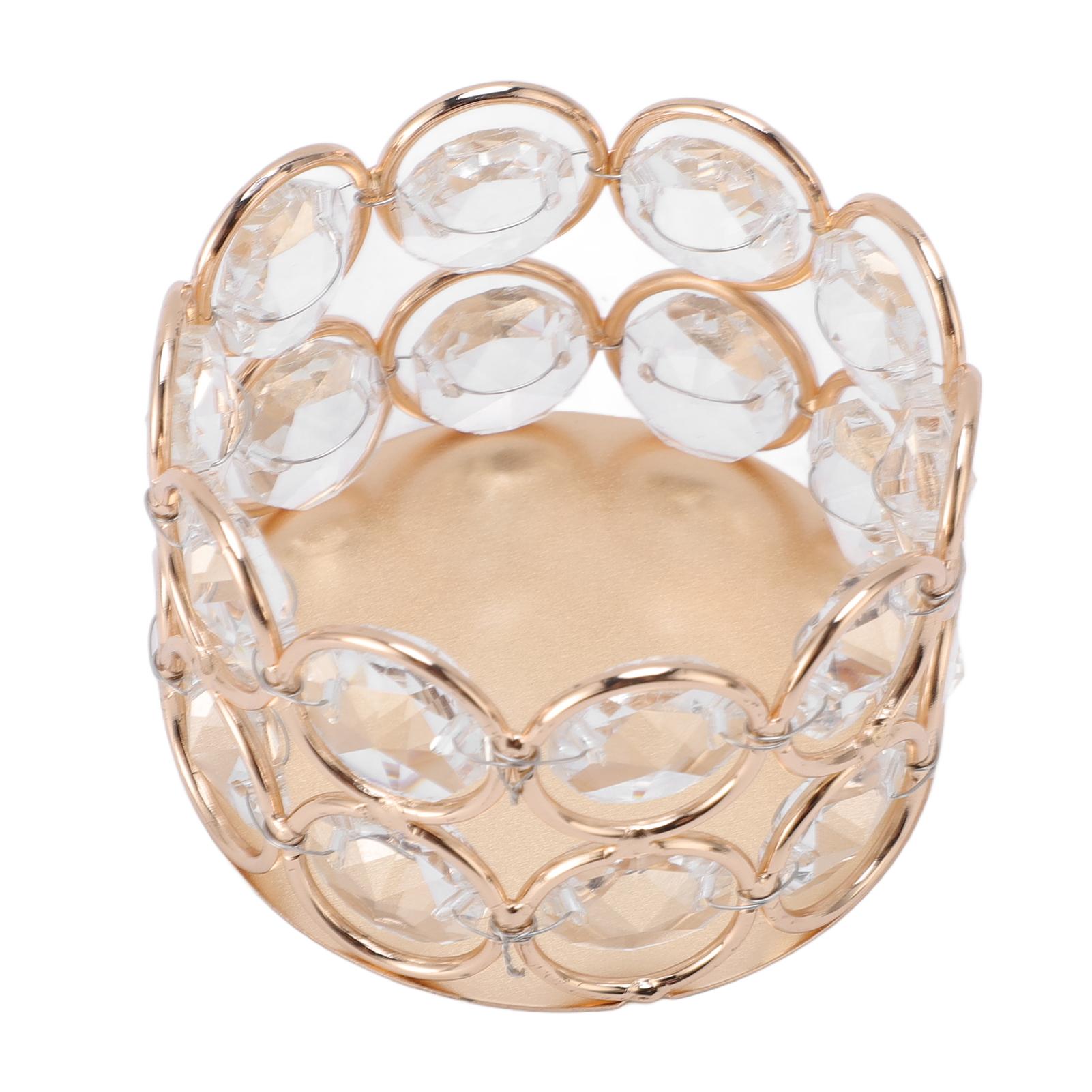 

Полый подсвечник с хрустальными бусинами, декоративная чаша из кованого железа для чайных и электронных свечей золотой