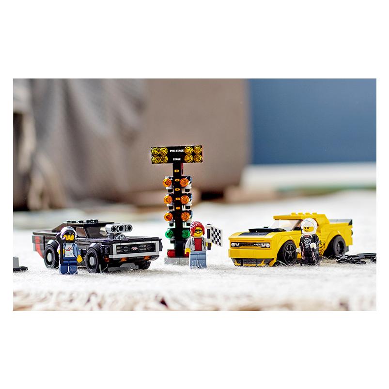 LEGO Speed Super Racing Plastic Dodge Challenger SRT Demon&1970 Dodge Charger R/T Building Blocks 301-600pcs