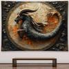 Bronze Angel Statue with Wings and Wheat Wall Art 2D Printing Cloth Spiritual Decor Mythical Figure Home Gallery Tapestry