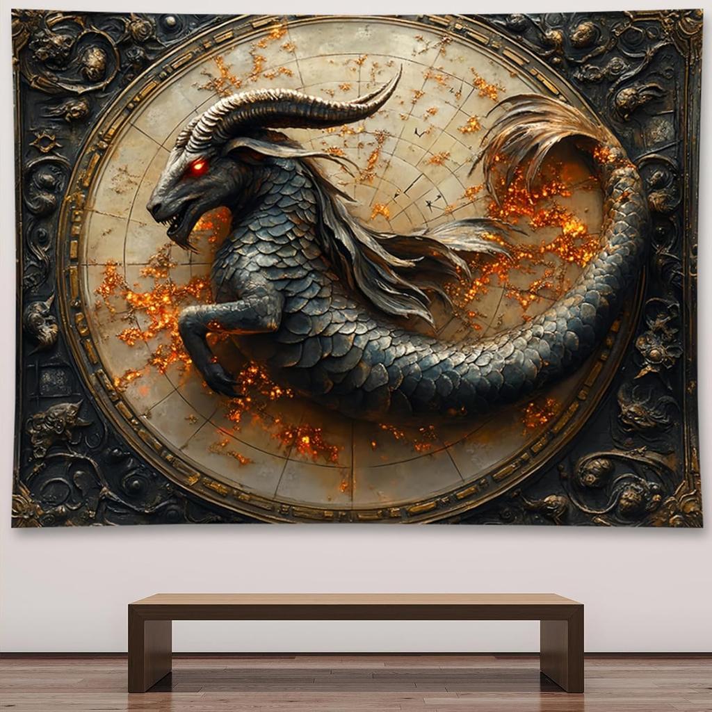 Bronze Angel Statue with Wings and Wheat Wall Art 2D Printing Cloth Spiritual Decor Mythical Figure Home Gallery Tapestry