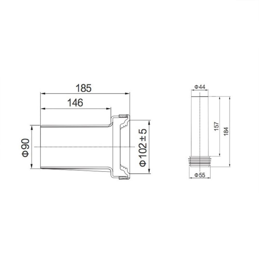 2pcs Wall-mounted Toilet Parts PP Toilet Waste Pipe Lengthened Flushing Tube Rear Discharge Toilet