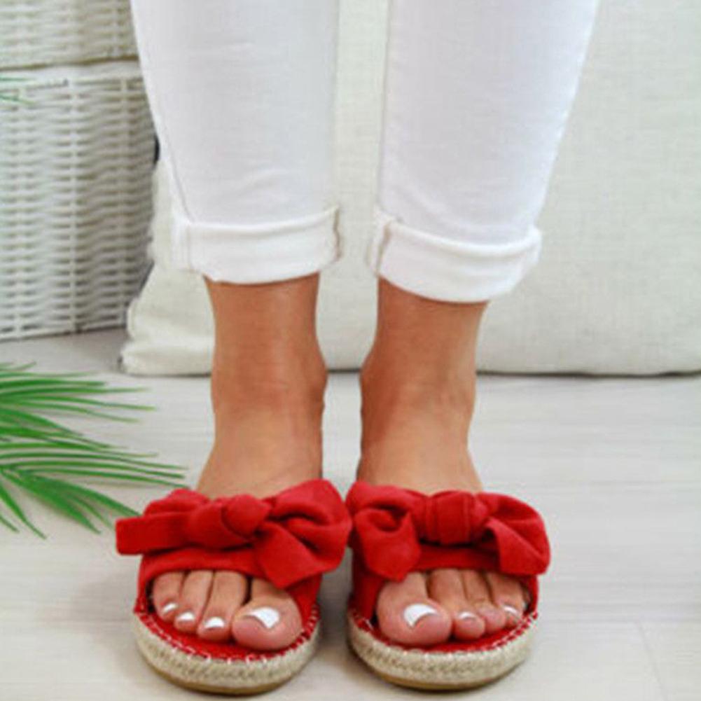 Reiner Leopardenmuster, rutschfest, offen, Damenfarbe, Schleife, Zehenhausschuhe, flache Sandalen