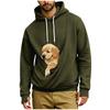 Men's Loose Fit Long Sleeve Hoodie with Thumbholes, Large Pocket and Pet Pocket