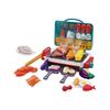 (Green) Pink Magnetic Tiles Children's Barbecue Rack Toy Kitchen Cooking Realistic Spray Light Sound Color Changing Game Food Set