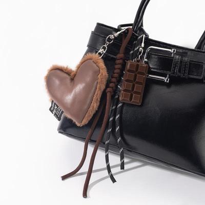 Ins Elegante Portachiavi Laccetto Cuore di Cioccolato Y2K Vintage Corda Intrecciata Fatta a Mano Portachiavi Ciondoli per Borsa Portachiavi Auto Regali