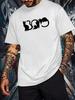 Black And White Cat Pattern Solid Color Round Neck Unisex's T-Shirt