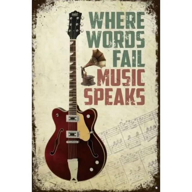 Vintage Rock Music Guitar Metal Wall Sign  Man Cave Gym Pool Bar Bathroom Yard Garage Decor  x in Tin Sign