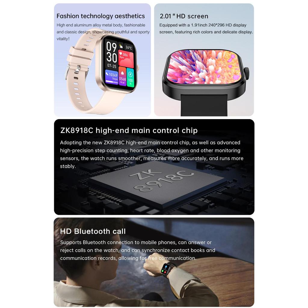 Smartwatch für Männer und Frauen, Geschenk, Voll-Touchscreen, Sport-Fitness-Uhren, Bluetooth-Anrufe, digitale Smartwatch