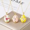 Luxury Enamel Art Handcrafted Rose Flower Pendant Necklace Creative for Women's Girls New Fashion Party Wedding Jewelry Gift