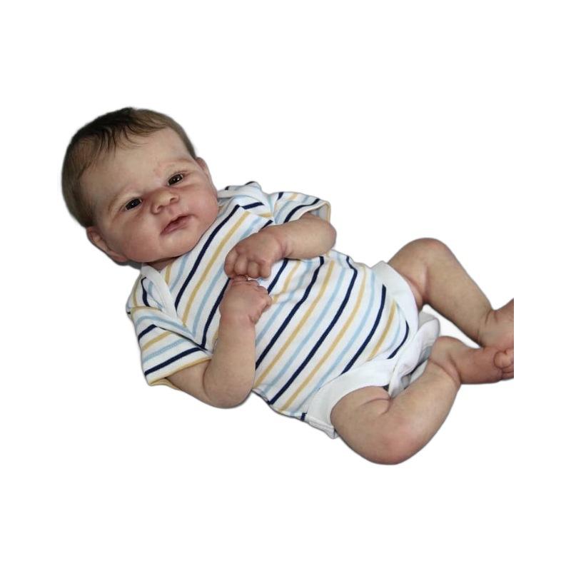 Realistyczne 18 odrodzonych lalek ELIJAH Bardziej realistyczne słodkie obciążone ciało z materiału noworodki lalka z wszczepionymi włosami zabawka do przebierania dla maluchów zabawka do zabawy