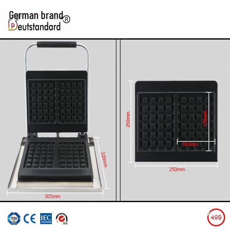 Cast Iron 2-Slice Square Waffle Maker - Commercial & Home Breakfast Machine, Model NP499