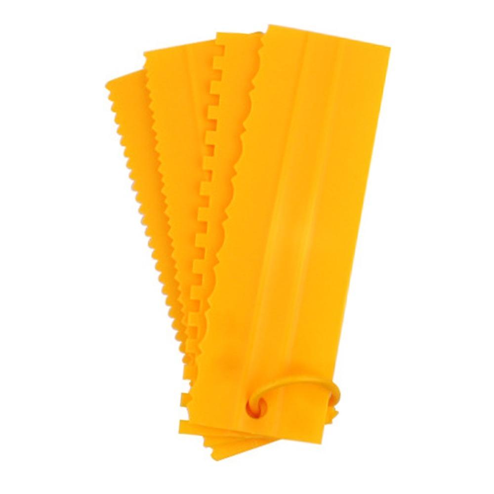 4Pcs PP Cake Scraper Set 8 Inch Sawtooth Edge Cake Decorating Comb Multi-Style Pattern Hanging Hook Design Mousse Cake Tool