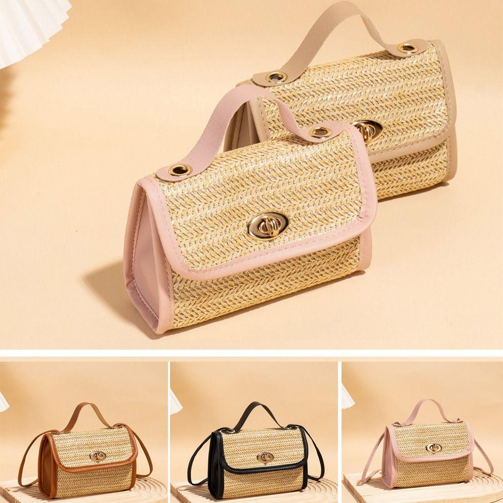 New Fashion Ladies Handbag Woven Straw Large Capacity Underarm Bag Tote Bag Comfortable Cross Body Messenger Bag