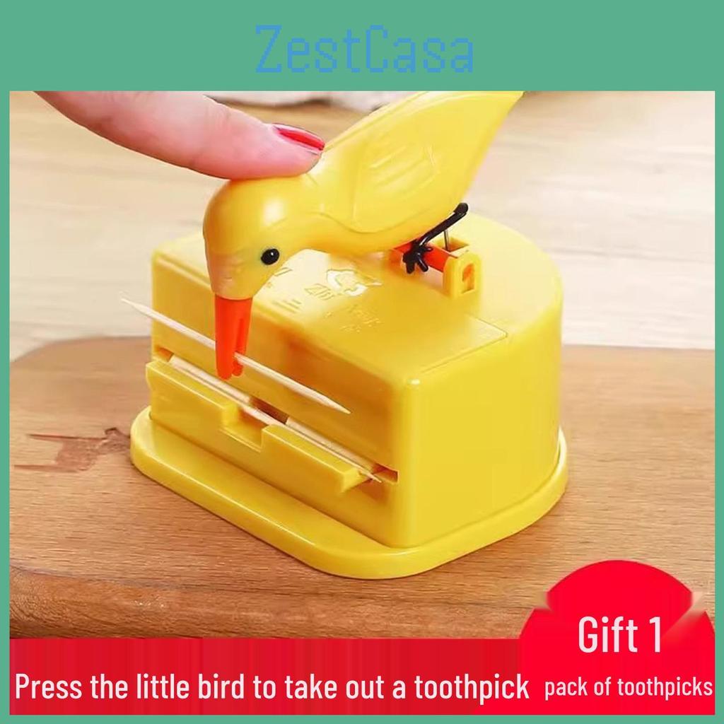 Cute Toothpick Box Little Bird Smart Storage With Popup Wings For Home Decompression