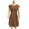 GMXIA Spring/Summer Resort Style Striped Dress Tie Belt A-Line Skirt Mid-Length Dress