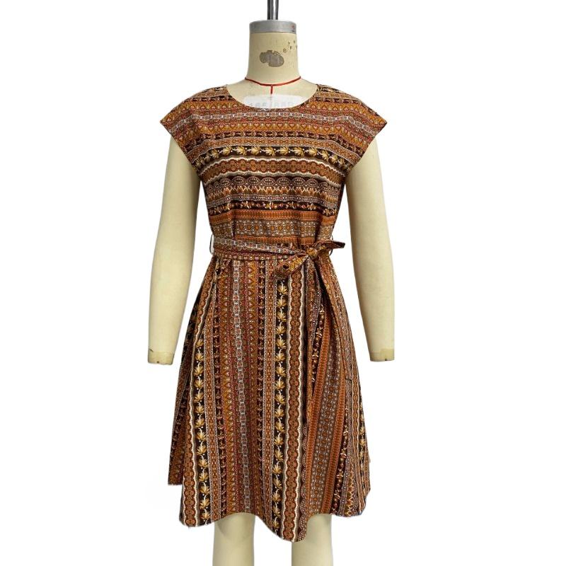 GMXIA Jarní/letní letní šaty ve stylu resortu s pruhy, zavazováním a páskem, áčková sukně, středně dlouhé šaty