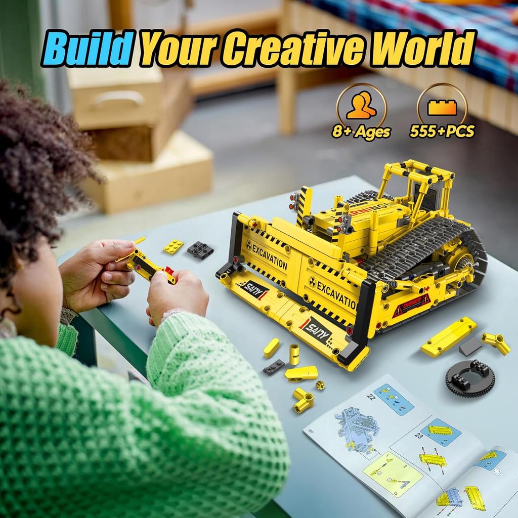 5-in-1 Stem Building Robot,555 PCS Kits for Kids , APP & Remote Control,Excavator Construction Toys, Programmable Erector, Gift